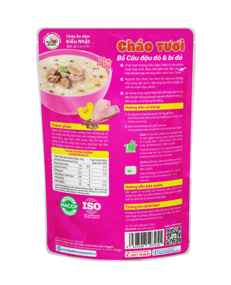 Cháo Tươi Bồ Câu Đậu Đỏ Và Bí Đỏ - Hình ảnh 2