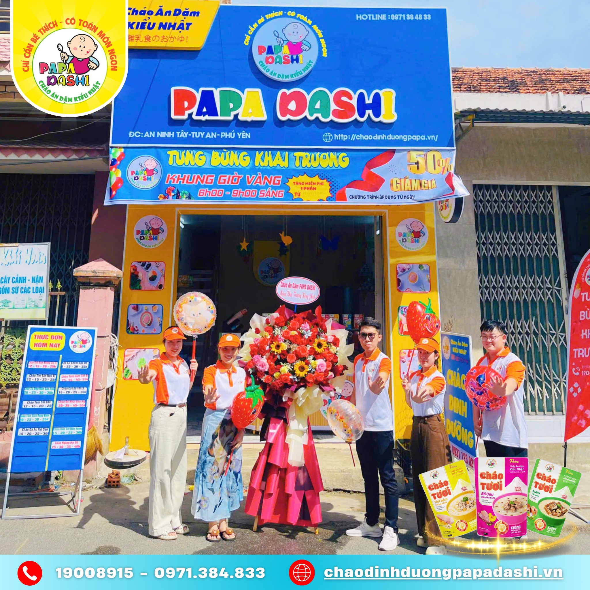 Khai Trương Cửa Hàng Cháo Dinh Dưỡng Papa Dashi tại Xã Tuy An Đông, Đắk Lắk (Phú Yên cũ) – Ngày 12/10/2025 1 Khai trương cửa hàng Cháo dinh dưỡng Papa Dashi tại Đắk Lắk (Phú Yên cũ)