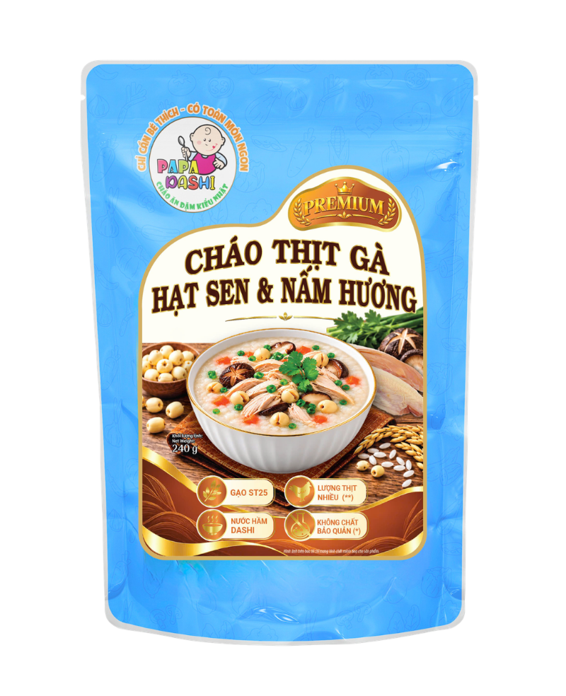 Cháo Tươi Thịt Gà Hạt Sen & Nấm Hương Premium - Sắp Ra Mắt